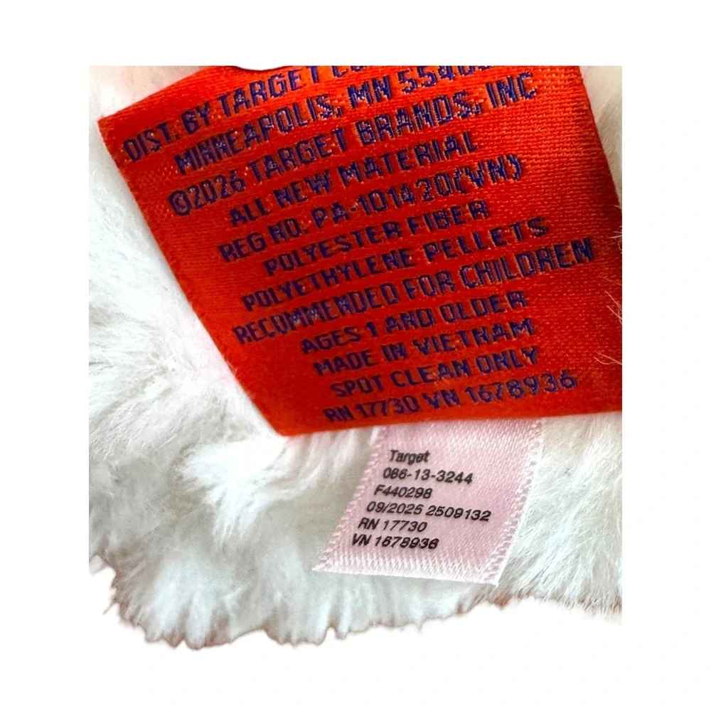 12 inch Giggle scape White Plush Teddy Bear Pink Strawberry Bandana Valentine